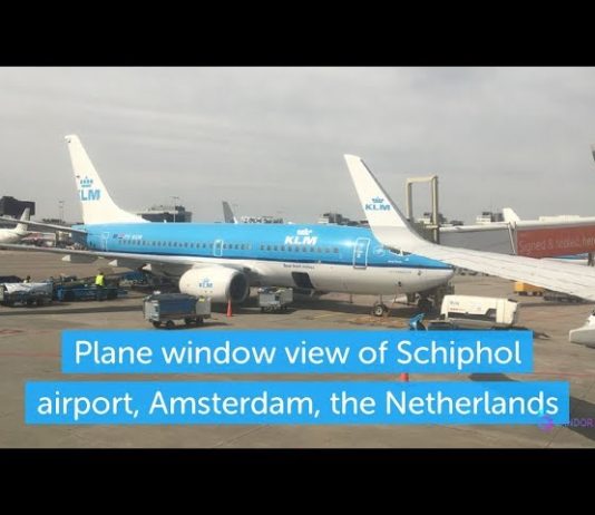 Window view of Amsterdam Schiphol airport, the Netherlands